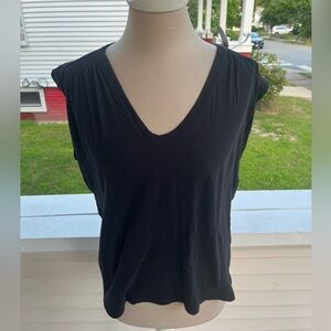 Ann Taylor LOFT Black Sleeveless Tee Shirt M Cotton Simple VGUC